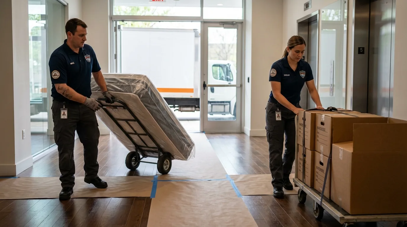 Professional apartment movers loading elevator in Winnemucca, NV